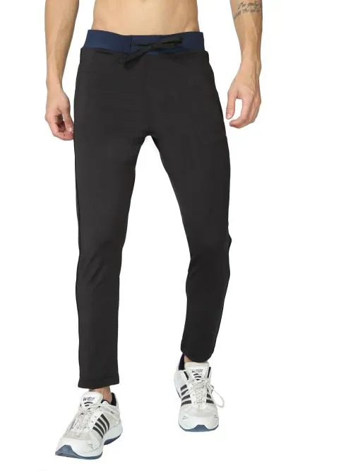 ROBOSKIN Lincoln Track Pant for Men with Zip Pockets 4 Way Lycra Track Pant (M, Black)