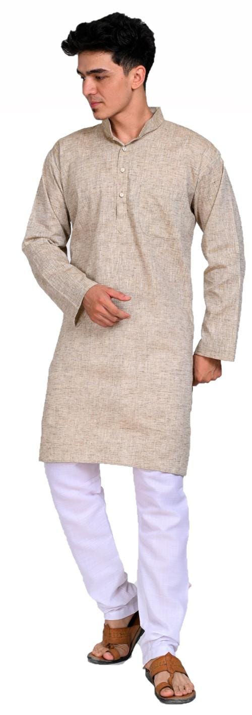 Voniry Men Cotton Light Brown Kurta Pajama -L