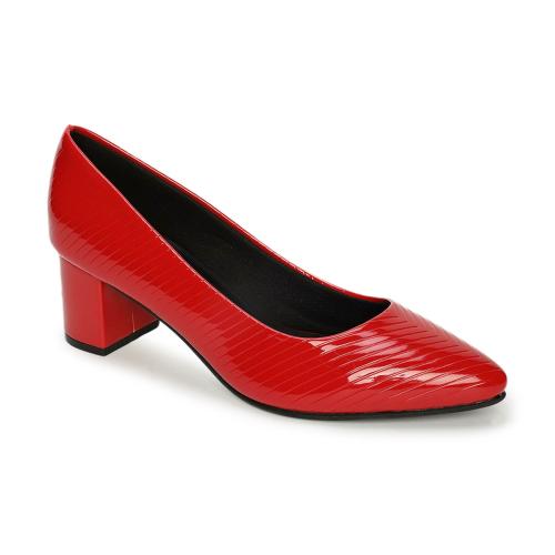 Marc Loire Women Red Self Design Pointed Toe Block Heel Pumps