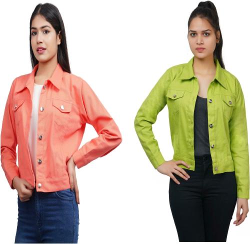 Buy Trendzmy Women Peach, Parrot Green Solid Cotton Blend pack of 2 ...