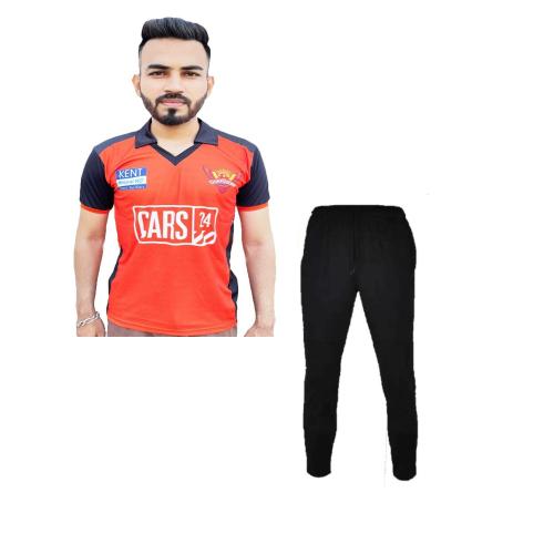 Teky IPL SRH IPL Cricket Plain Fan Jersey Tshirt With Track Pant 2024/25 For Men And Boys XXL (Pack of 1)