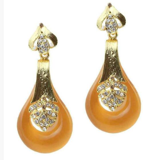 Jewelmaze Alloy Gold-Plated Yellow Drops And Danglers Earrings (Women)