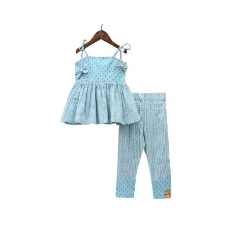 Leons Fab Girl's Rayon Floral-Lining Printed Sleeveless 2 Piece Jumpsuit / Clothing Set