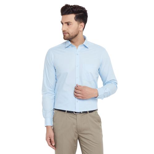 D Kumar Men's Cotton Regular Fit Sky Blue Solid / Plain Full Sleeves Formal / Casual Shirt