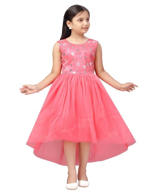 Aarika Girls Gajri Color Net Frock