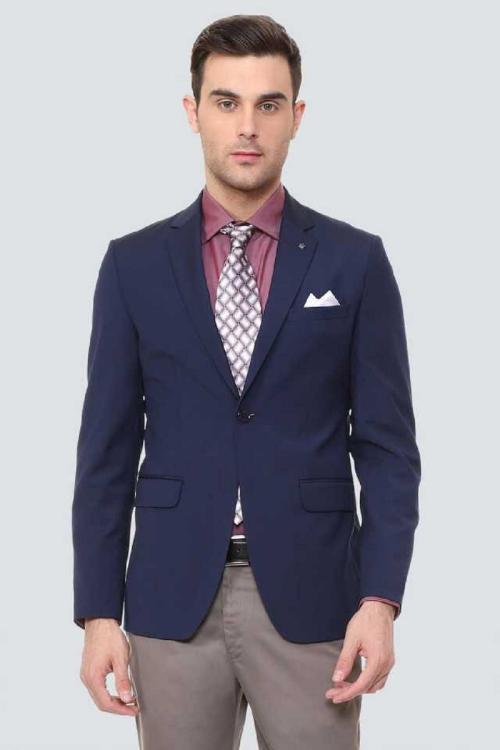 Buy Trulyfeb Men Royal Blue Solid Cotton Blend Blazers Online at Best
