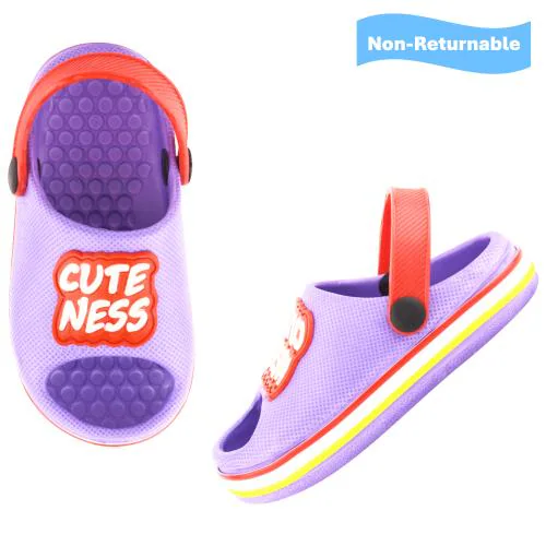 SMARTOTS Kids Stylised Comformtable Lightweight CuteNess Typographic Purple Casual Clogs for 15 Months to 3.5 Years Boys/Girls/Toddler/Infant/Babies