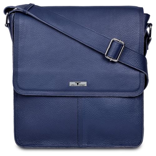 Urban Forest Zack Dark Blue Leather Messenger Bag for Men