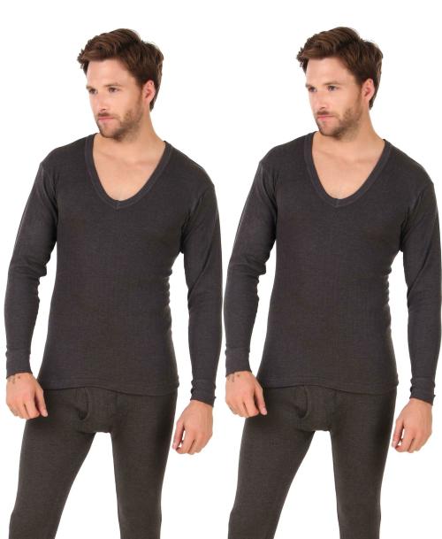 Inner Element Men's Thermal Top Pack of 2 / FullSleeve V Neck Parker TOP of 2 , Premium Winter Innerwear Vest with Stay Warm & Stay Fresh Technology