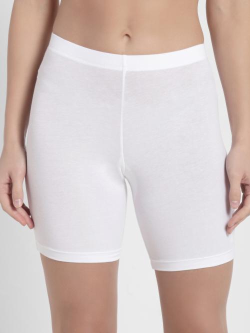 Jockey Women White Cotton Stretch Cycling Shorts