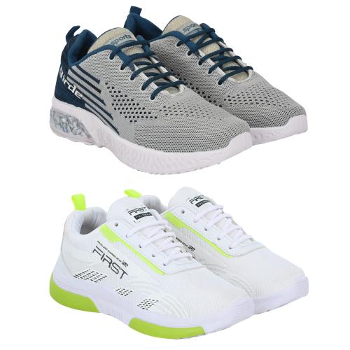 Buy Birde Men's Sport Shoes Combo of 2 (White, Grey) Online at Best