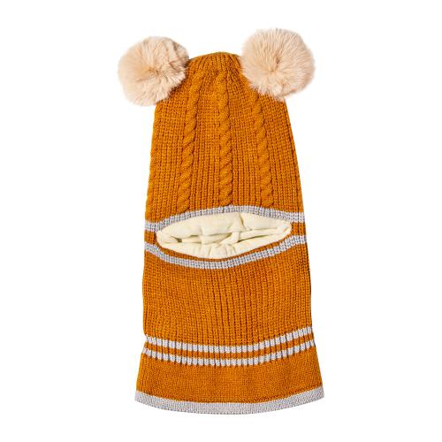 Baby Moo Winter Monkey Cap Woollen Hat Pom Pom Brown JioMart