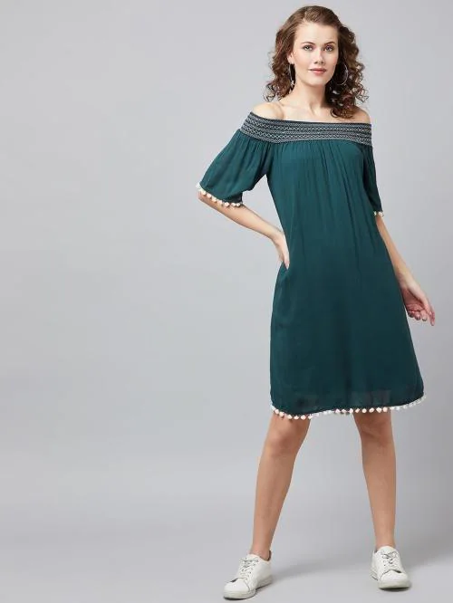 Carlton london Women Green Solid Dress