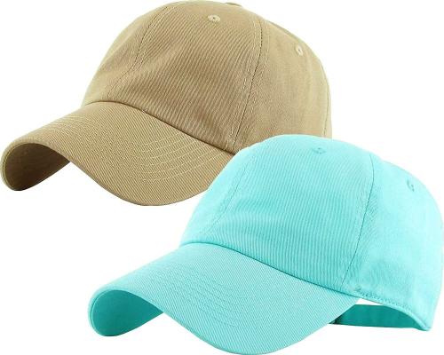 ZIPPER-G Unisex Khaki, Mint Solid Cotton Pack of 2 Baseball Cap (Free Size)