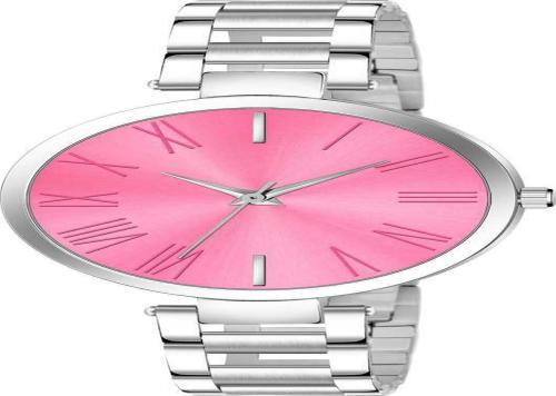 Mr.Mandaviya Fashions Hub Round Pink Dial and Silver Bracelet Wrist Analog Wrist Watch for Women