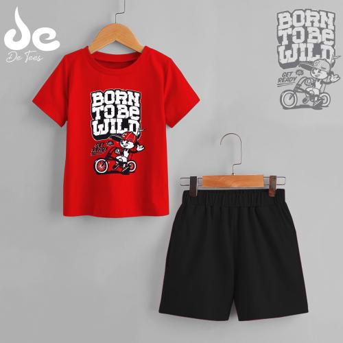 DE TEES BOYS PRINTED HALF SLEEVE TSHIRT AND SHORTS 160GSM