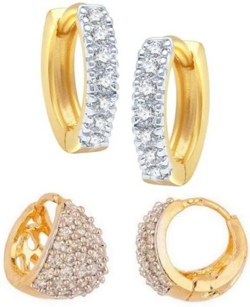Zeneme Gold Plated American Diammond Earrings For Women and Girls