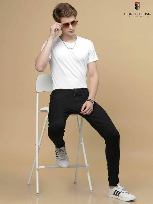 Carbon Men's Black Jeans - Premium Twill Cotton, Slim & Ankle Fit, Fade-Resistant Stretch Denim