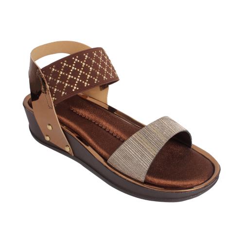 Stepee Trending Stylish Fancy and Comfortable Brown Flat Sandals for Women & Girls