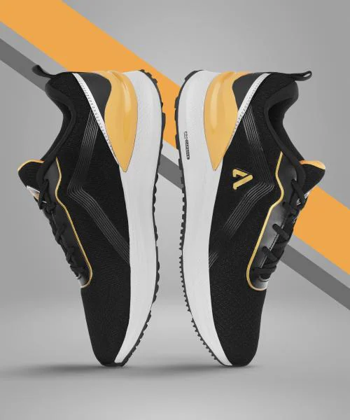 Aqualite Mens Black & Gold Running Shoes