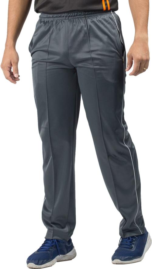 estro Men Grey Solid Polyester Track Pants