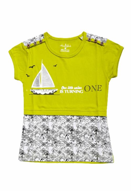 Veecap Girls cotton T-shirt 6 to 7 Years (Pack of 3) (Green, Red, Pink)