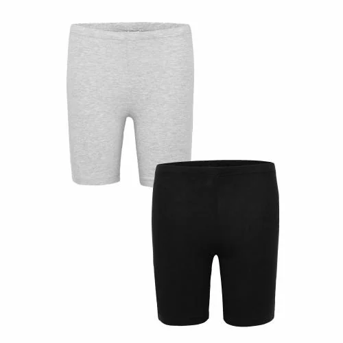 Charm n Cherish Girls Shorts - Solid Grey and Black Combo - Pack of 2
