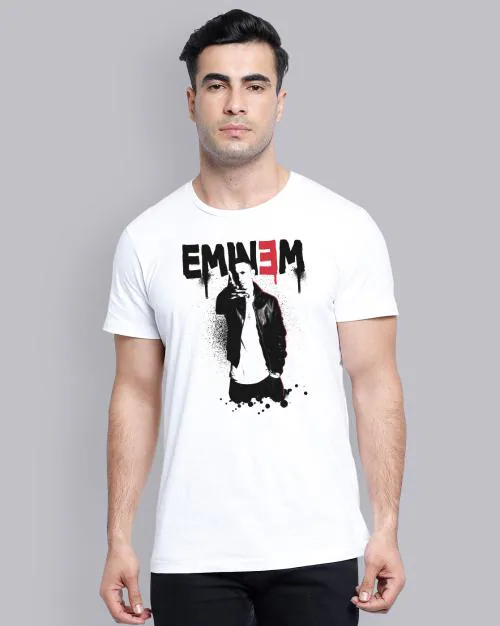Young Men Eminem Printed White Tshirt