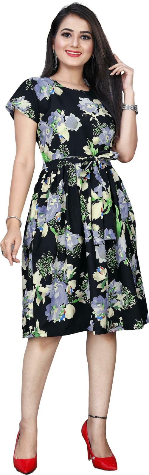 Women A-line Black Dress (S)