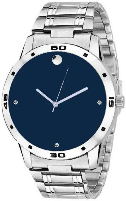 Miss Perfect M_305 Wrist Analog Watch Blue Dial Silver Strap for Men