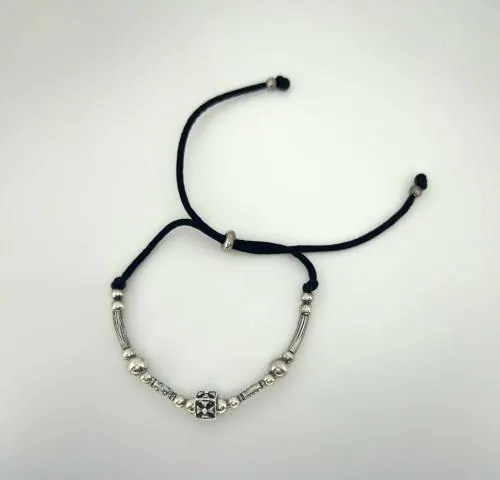 Arte Diamnte 925 sterling silver black thread bracelet