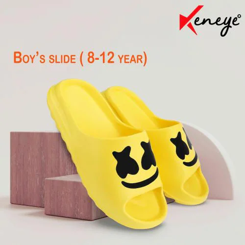 Keneye Trendy Soft & Comfortable Outdoor Yellow Flip Flop Slides For Kid's