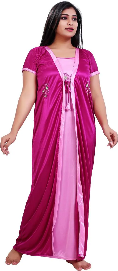 Buy Loody'S Women Pink Pure Satin Night Dress (Free Size) Pure Satin