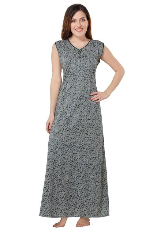 Piu Women's Cotton Sleeveless Nighty Green - X-Large