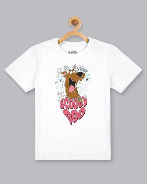Kids Boys Scooby Doo Printed White Tshirt