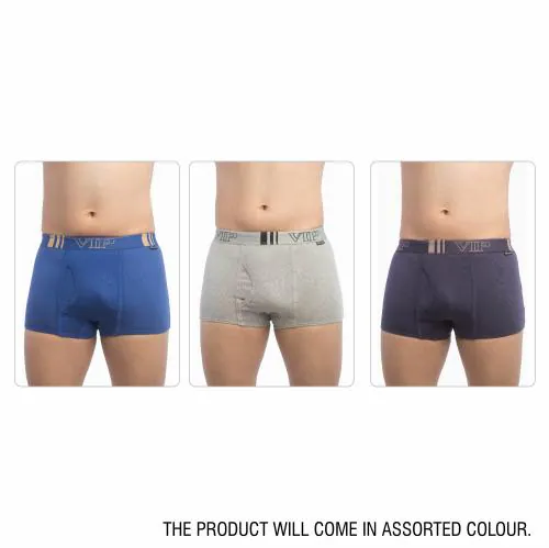 VIP Men's Assorted Brando Plain Cotton Pack of 3 Trunk