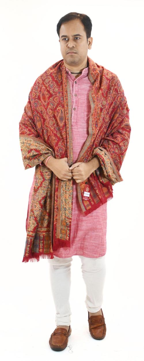 V Vrinde Men Maroon Pashmina Wool Shawl