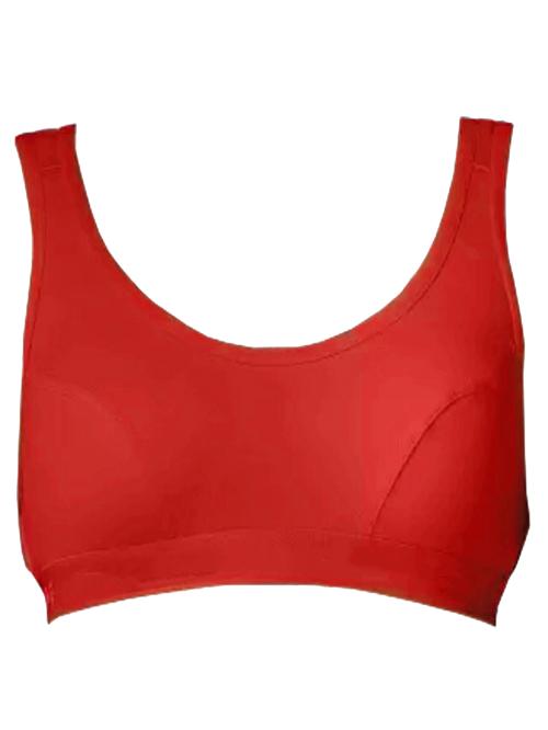 Buy FIMS Fashion is my style Women Red Solid Cotton Blend Single Sports Bra Online at Best