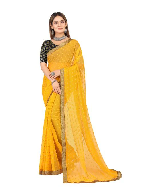 Aardiva Women's Woven Zari Chiffon Saree With Unstitched Blouse Piece | Chiffon Sarees for Women | Sarees | Saree