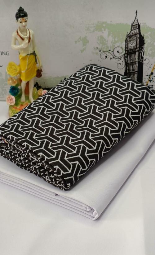 DHARMESH ENTERPRISE Men Printed Cotton Blend Unstitched Shirt and Trouser Material (Free Size)