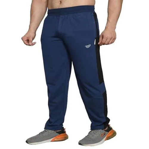 tex-fro Men's Cotton Solid Regular Track Pant|Elastic Waistband Lower for Men in Blue color