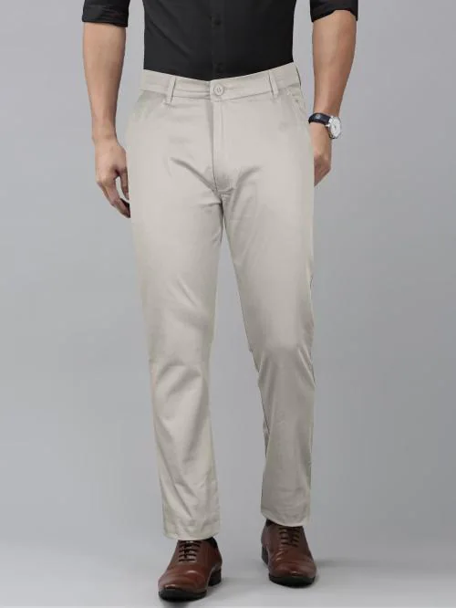 Men's Cream Colour Casual Trouser