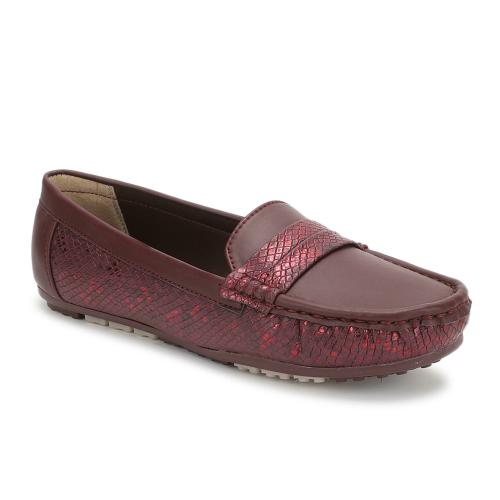Marc Loire Women Burgundy Embellished Flats (Loafers)