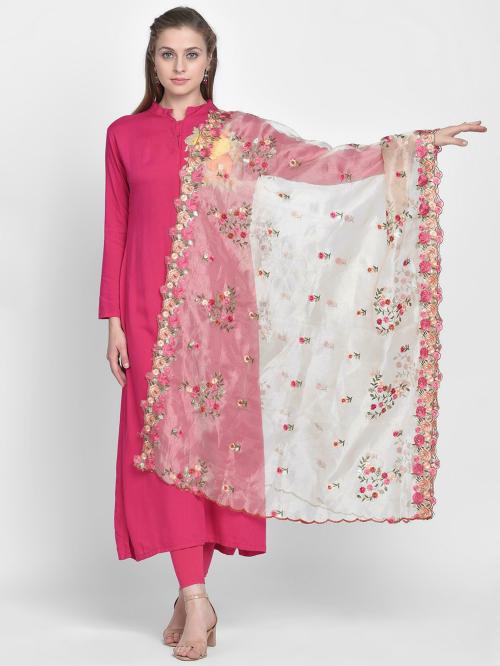 Dupatta Bazaar Women Gold Embroidered Tissue Dupatta