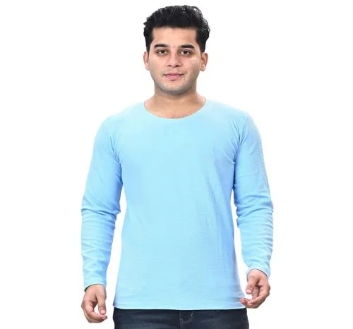 DEEPSUNG(D.S) Men's Solid Round Neck tshirts Pure Cotton full sleeves-A