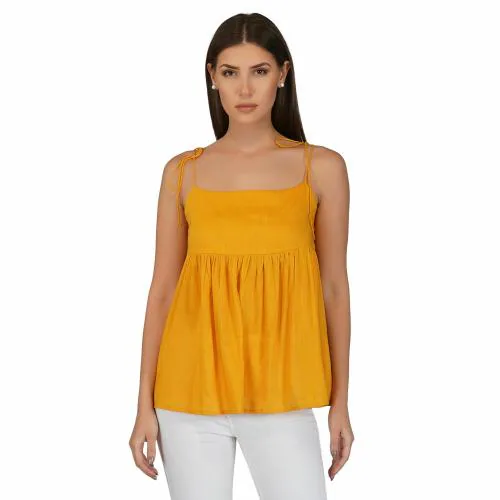 CHERI Womens Sleeveless Casual Trapeze Top Yellow
