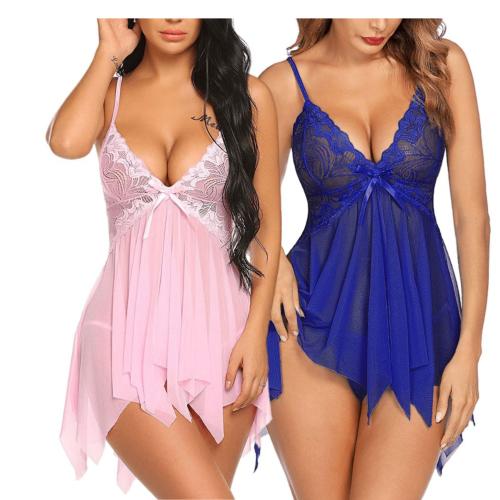 Arnoni Aliya Sexy and Comfortable Lace Babydoll Lingerie for Women, Baby doll Honeymoon Lingerie for Women, Women Lingerie Satin Lace Chemise Nightgown, Babydoll Dress for Spacail Night (pink,dark blue)