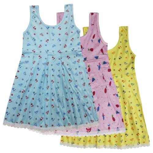 Zuvim Baby Girls Summer Cotton Dress Slip Knee Length Casual Frock Petticoats Combo (Pack of 3)
