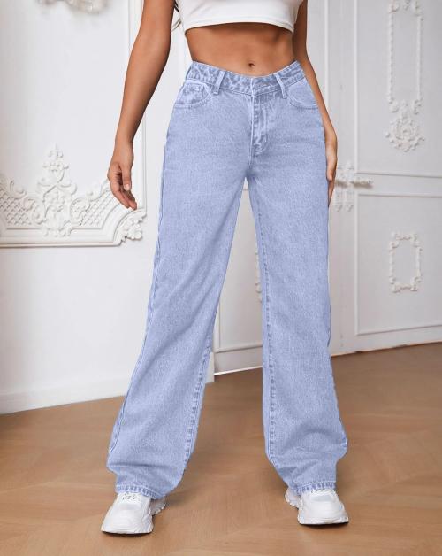 BuyNewTrend Light Blue Denim Straight Fit Women Jeans