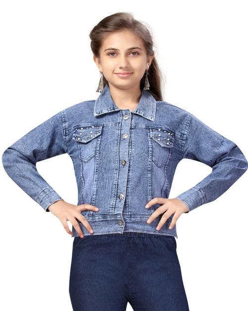 Aarika Girls Light Blue Color Denim Denim Jacket